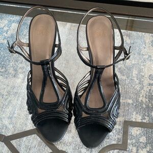 Joan & David black patent leather sandals